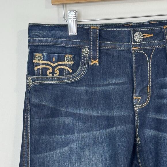 Rock Revival Calli Skinny Jeans Women's Size 30 Blue Embroidered Dark Wash - Picture 6 of 14